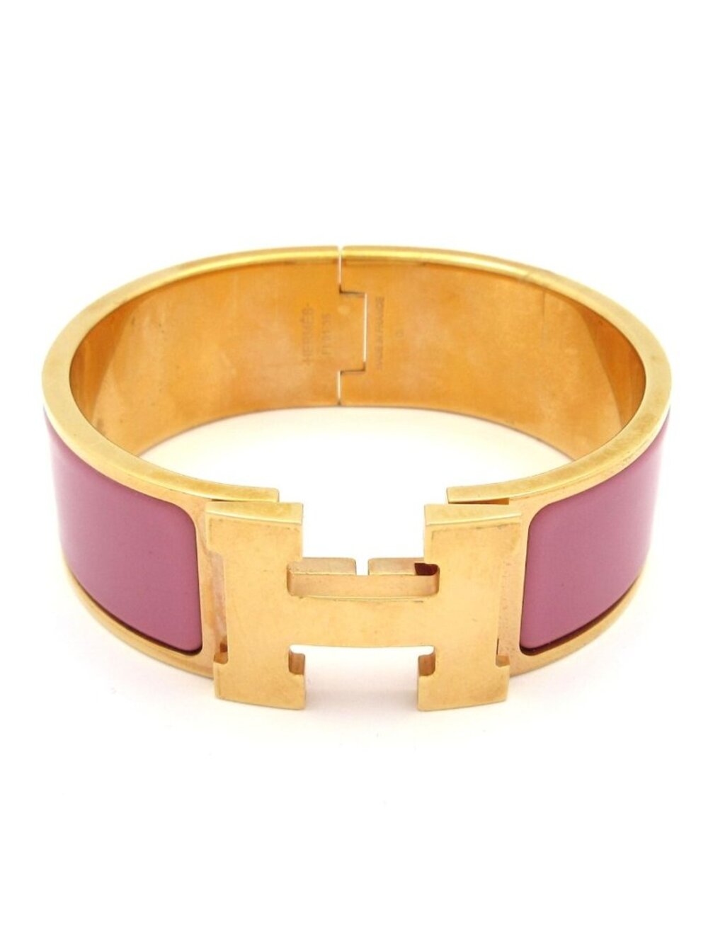 Hermes Bangle Clic Clac H Gold Pink Bracelet